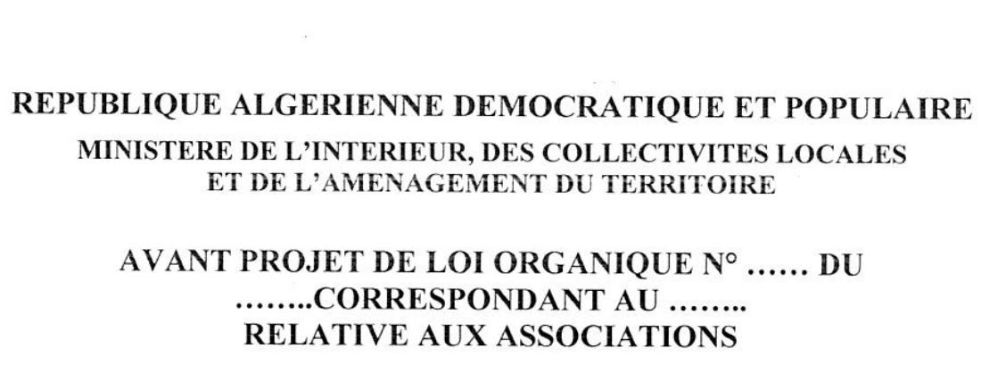 Alg rie Analyse du projet de loi sur les associations MENA